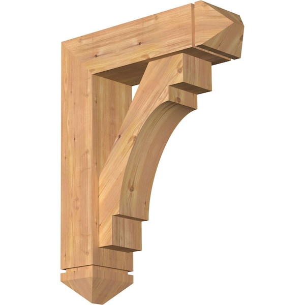 Ekena Millwork Merced Arts and Crafts Smooth Bracket w/ Offset Brace, Western Red Cedar, 7 1/2"W x 26"D x 34"H BKT0806X26X34MRC03SWR - main